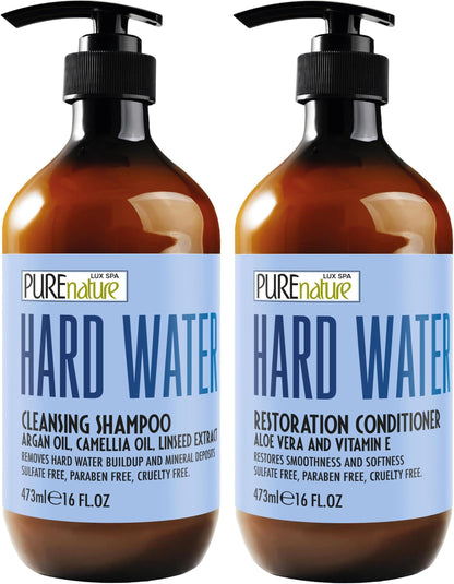 Hard Water Shampoo and Conditioner Set  16 Fl Oz Set of 2 Sulfate Free and Paraben Free Chelating Action Moisturizing Professional Formula for Women and Men Hydrating Swim Safe Formula