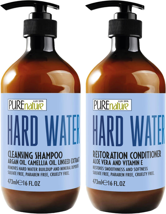 Hard Water Shampoo and Conditioner Set  16 Fl Oz Set of 2 Sulfate Free and Paraben Free Chelating Action Moisturizing Professional Formula for Women and Men Hydrating Swim Safe Formula