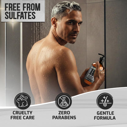 Mens Shampoo Sulfate Free for Thinning Hair 16 Fl Oz Volumizing and Hair Thickening Salon Grade Professional Formula for Thin and Fine Hair Men Strengthening Paraben Free Shampoo