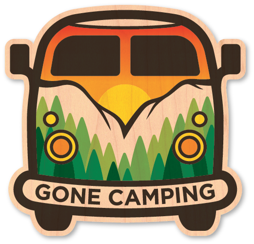 Gone Camping Wood Sticker